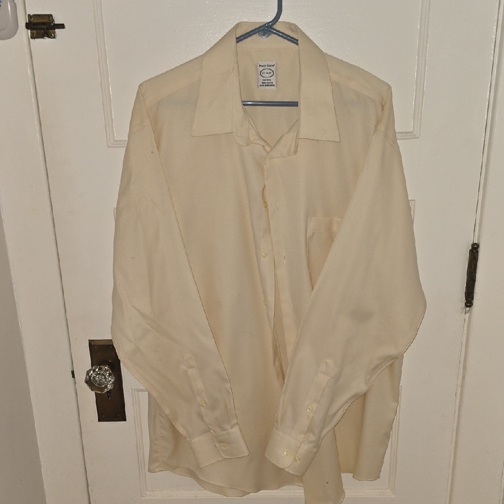 Pronto Uomo Mens Cream Button-Up Dress Shirt - 17 34/35 - Picture 6 of 7